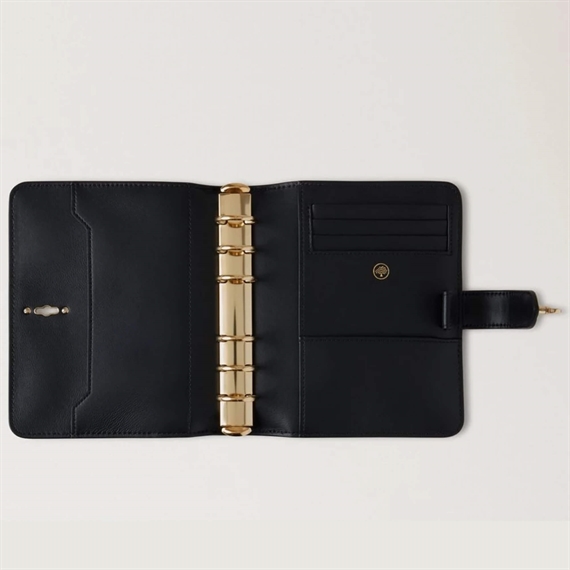Mulberry Postman\'s Lock Agenda Black Shiny Small Croc